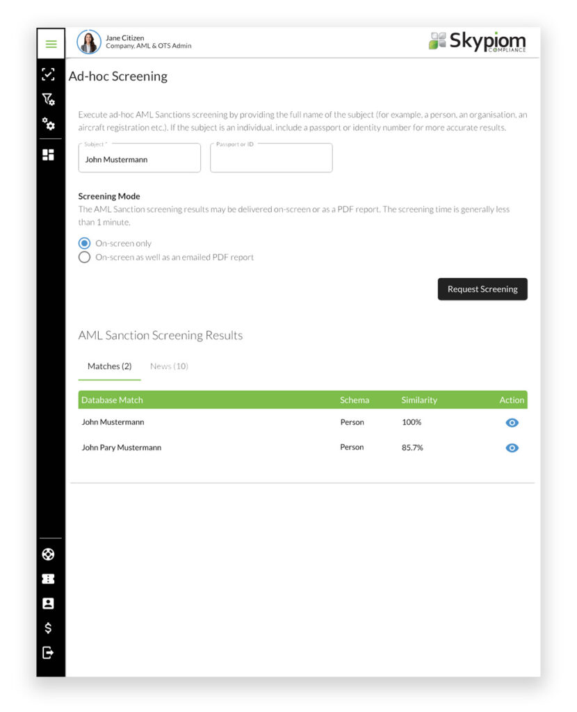 AML sanctions screening